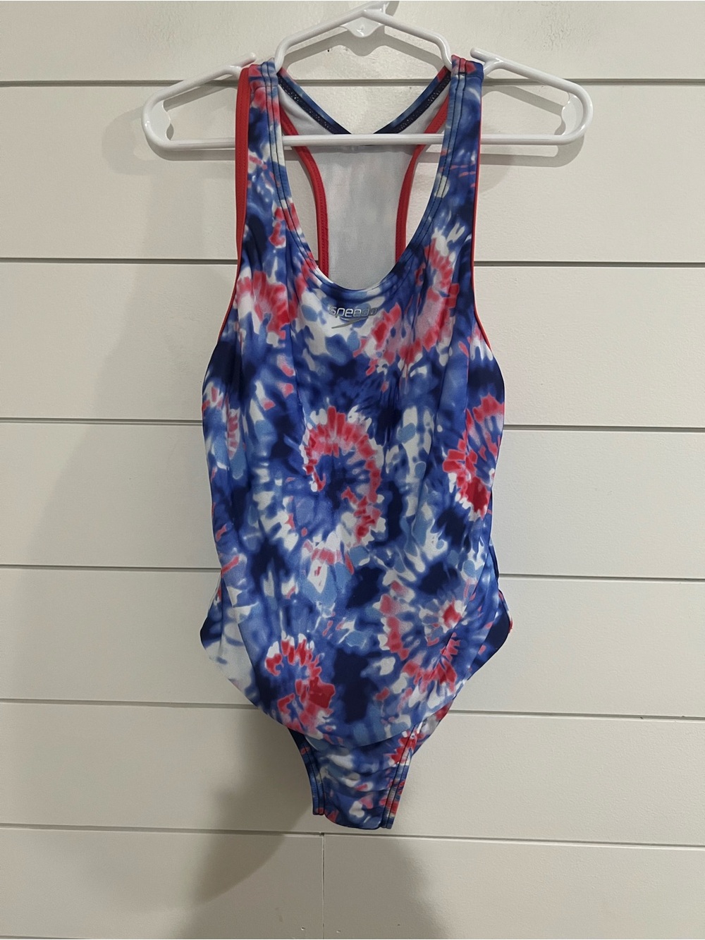 Speedo Kids Tie-Dye One-Piece Swimsuit - Blue & Red